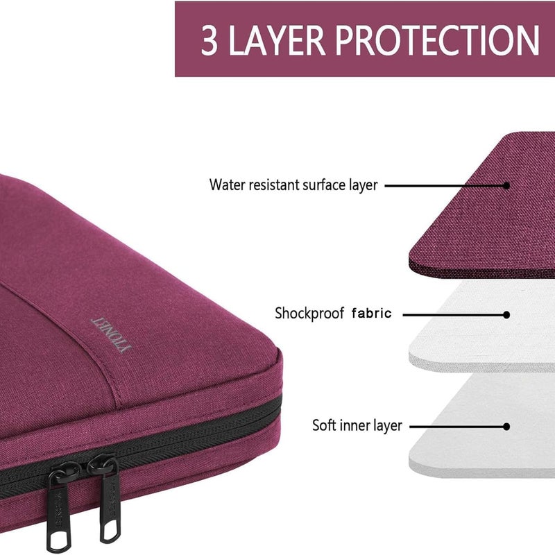 Ytonet Laptop Case 15.6 Inch, TSA Friendly Laptop Sleeve Cover with Handle for Women, Protective Slim Computer Carrying Case Compatible with HP Dell Lenovo Asus Notebooks, Purple Red - Image 2